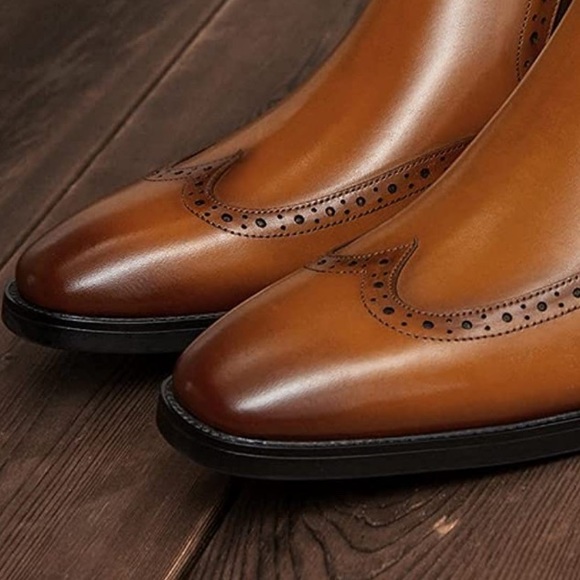 BRAND NEW MENS STYLISH BROWN FALL CHELSEA BOOTS NWT - Picture 4 of 7